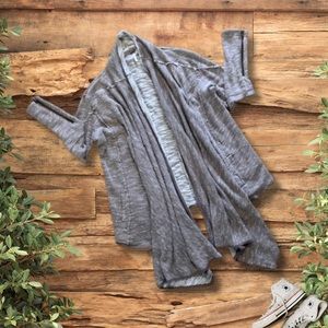 Free people tan/white speckled cardigan sweater with zipper sleeves